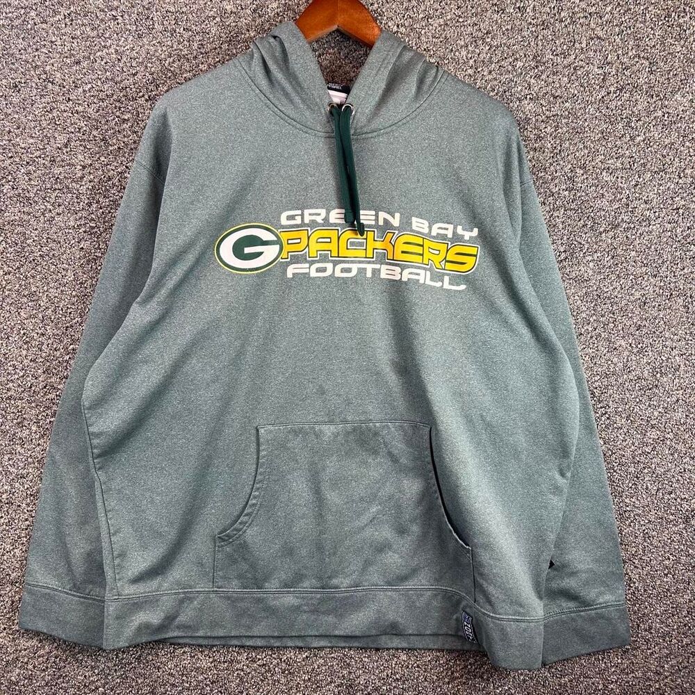 Nfl Men's Green and Grey Hoodie